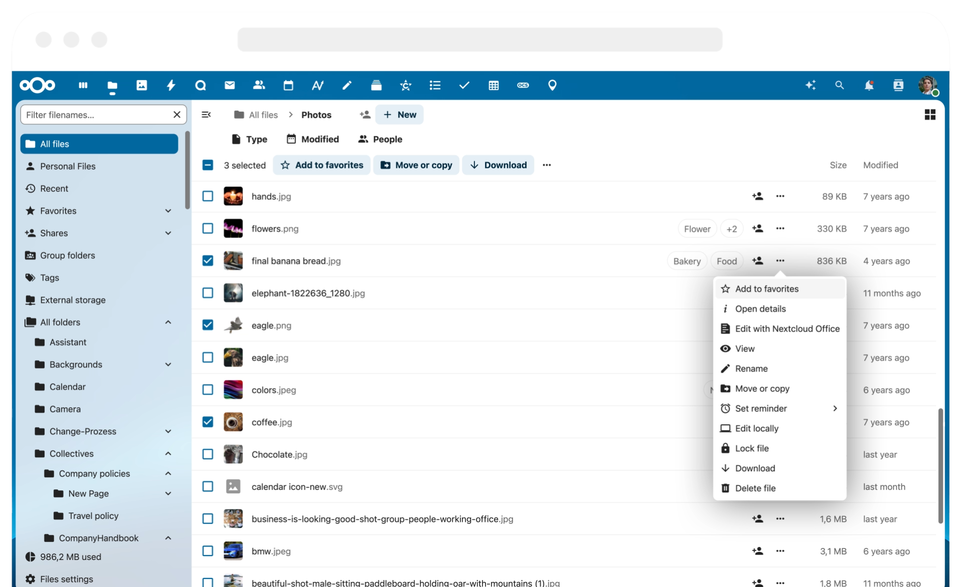 Nextcloud File Management Screenshot